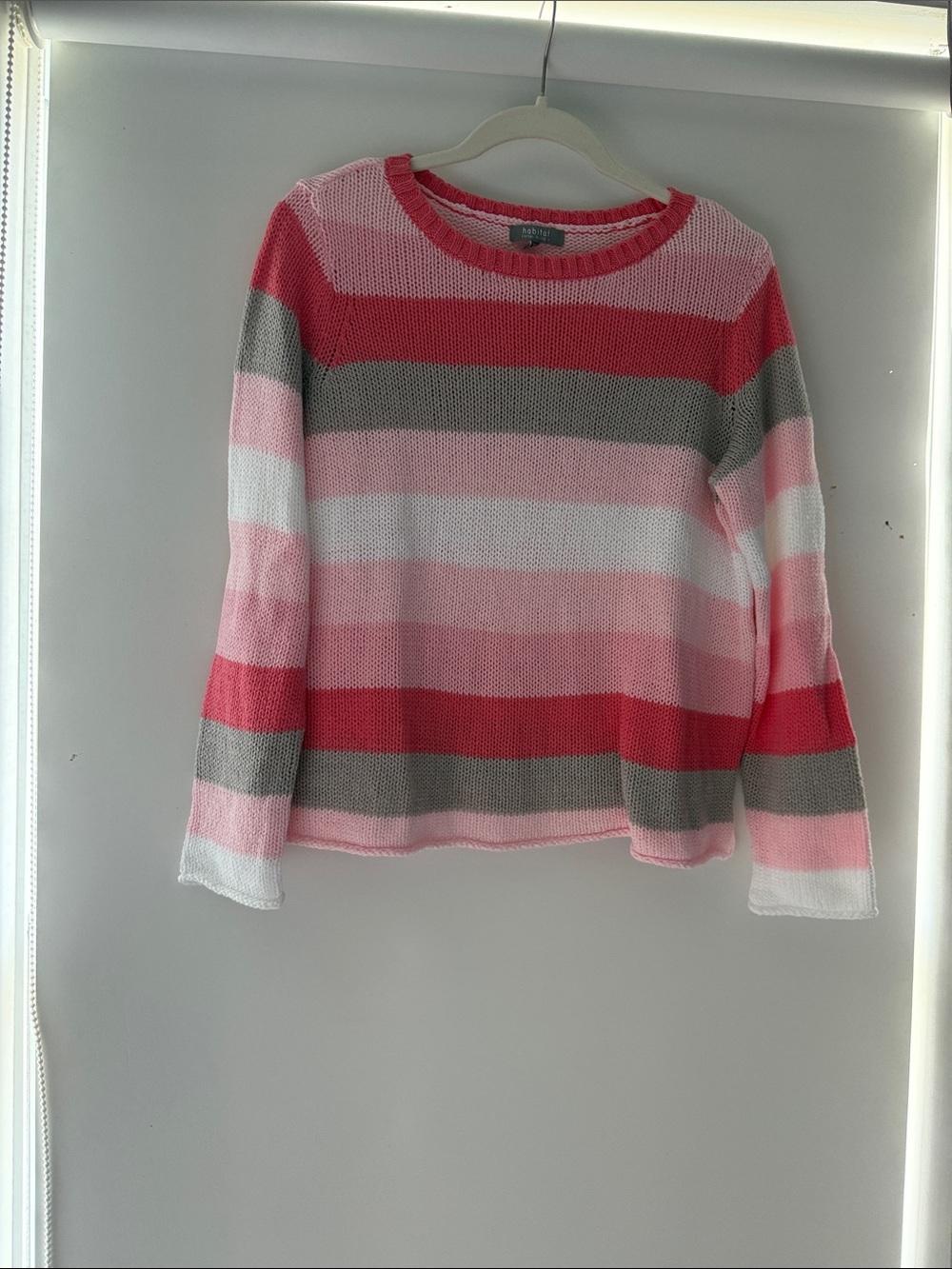 Habitat Pink, Coral & Gray Striped Knit Sweater, size xs